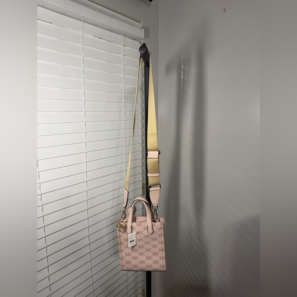 Michael Kors Pale Pink MK Logo Crossbody Tote with Adjustable Strap
